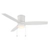 Wac Atlantis 3-Blade Pull Chain Flush Mount Ceiling Fan 52in Matte White with 3000K LED Light Kit F-073L